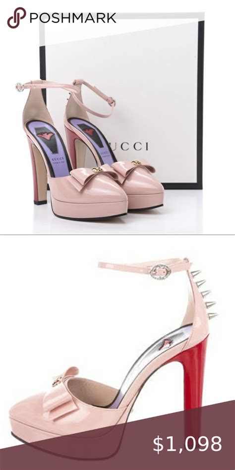 gucci sadie spike platform pump|GUCCI Patent Crystal GG Bow Sadie Spike Ankle Strap d'Orsay .